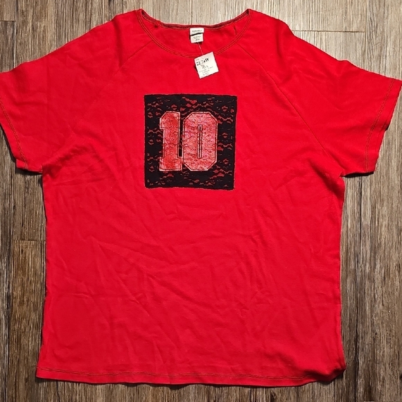 NWT Womens Bonkers Clothing Red Graphic #10 T-Shirt 22/24W - Picture 1 of 6